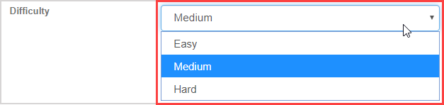 The Difficulty drop-down list is highlighted.